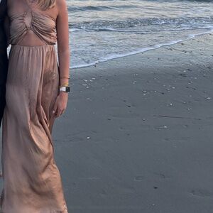 Zara Light Gold Ruched Dress